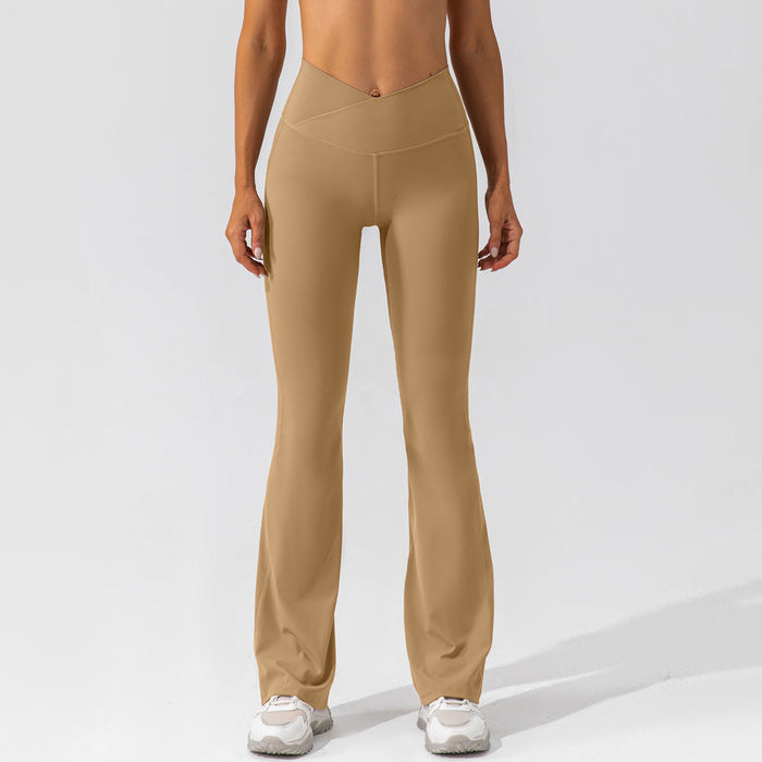 Color-camel-Tight Dance Wide-Leg Pants Hip Lifting High Waist Casual Flared Pants Fitness Sports Yoga Trousers-Fancey Boutique