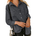 Color-Black-Women Clothing Shirt Spring Autumn Loose Double Pocket Long Sleeve Casual Coat Shirt-Fancey Boutique