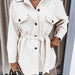Color-White-Fall Winter Lapels Single-Breasted Thickened Solid Color Shirt Woolen Baggy Coat Female-Fancey Boutique