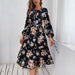 Color-Women Wear Long Sleeve Vintage Floral Dress Autumn-Fancey Boutique
