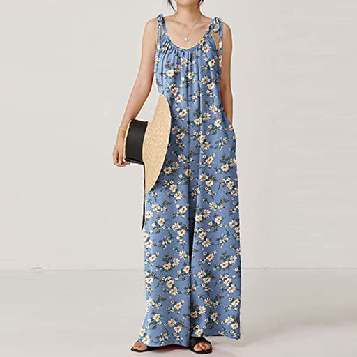 Color-Summer Women Clothing Printed Sling Loose Casual Jumpsuit-Fancey Boutique