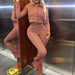 Color-Light Brown-Fall Suit Women Sexy Print Shirt Wide Leg Pants Casual Two Piece Suit-Fancey Boutique