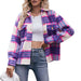 Color-Rose blue-Autumn Winter Women's Plaid Mohair Short Woolen Thick Coat-Fancey Boutique