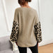 Color-Autumn Women Thin round Neck Knitted Pullover Leopard Print Sweater Women-Fancey Boutique