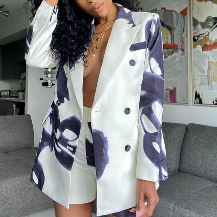 Color-Women Blazer Clothes Autumn Winter Printing Loose Suit two piece set-Fancey Boutique