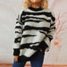 Color-Autumn Winter Thickening Contrast Color Irregular Asymmetric Striped Pullover round Neck Long Sleeve Loose Sweater for Women-Fancey Boutique