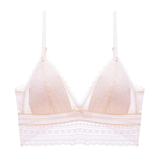 Color-Pink-Lace Sexy U Shaped Bare Back Underwear Women Ultra Thin Wireless Triangle Cup Bra-Fancey Boutique