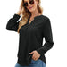 Color-Black-Women Clothing Autumn Winter Solid Color Chiffon Shirt Loose V neck Pullover Long Sleeve Top Shirt-Fancey Boutique