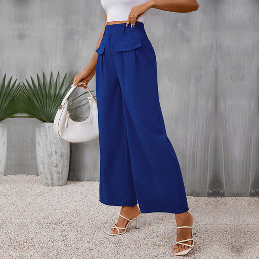 Color-Blue-Autumn Pants Slim Fit Slimming Blue Wide Leg Pants-Fancey Boutique