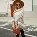 Color-Autumn Winter Cape Shawl Fur Collar Beaded Tassel Hem Sweater Women-Fancey Boutique