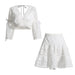 Color-Autumn Elegant Lady V neck Short Top Ultra High Waist Pleated Skirt Set Two Piece Set-Fancey Boutique