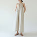 Color-Cotton Linen Dress off Shoulder Halter French Loose Niche Mid Length Pure Linen Cotton Camisole Dress-Fancey Boutique
