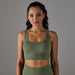 Color-Elastic Bra-Army Green-Solid Color Beauty Back Fitness Underwear Sports Women Seamless Knitted Gathering Vest Shockproof Workout Bra-Fancey Boutique
