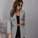 Color-Fall Blazer Women Clothing Houndstooth Collared Long Sleeve Coat-Fancey Boutique