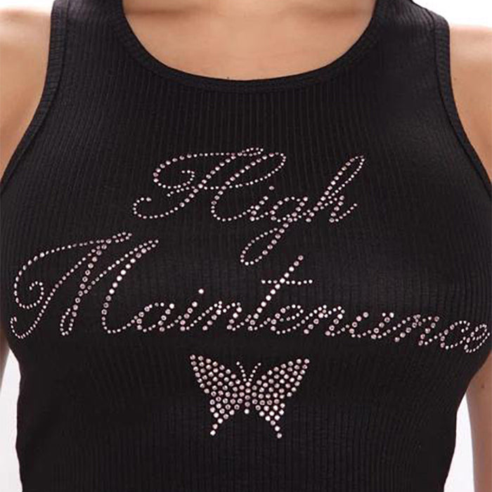 Color-Summer Women Clothing Rhinestone Butterfly Slim Fit Cropped Casual Vest-Fancey Boutique