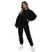 Color-Black-Autumn Winter Corduroy Solid Color round Neck Pullover Long Sleeve Two Piece Set Smart Trousers Suit Women-Fancey Boutique