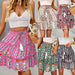 Color-Bohemian Holiday Skirt Summer New Pattern Print Umbrella Skirt Wild Women Tiered Patchwork Matching Skirt-Fancey Boutique