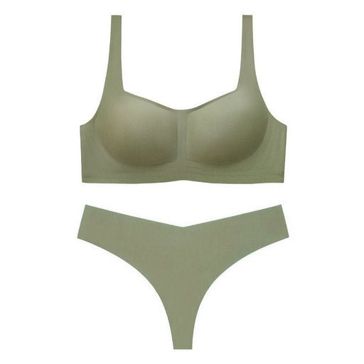 Color-Green-Seamless Underwear Thin Wireless Soft Support Comfortable Bra T-Back Suit Summer-Fancey Boutique