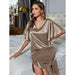 Color-LightBrown-Pajamas Women Silk like High Grade Home Wear Ice Silk Satin Nightdress Women Summer-Fancey Boutique