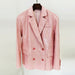 Color-Star Double Breasted Loose Lotus Pink Sequined Blazer-Fancey Boutique