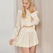 Color-French Champagne Bridal Clothes Solid Color Casual Shirt Shorts Suit Bow Classic Home Wear for Women-Fancey Boutique