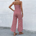 Color-Summer Slim Strap Red Wide Leg Jumpsuit-Fancey Boutique