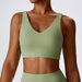 Color-Green-High Strength Nude Feel Yoga Bra Shockproof Tight Sports Underwear Pilates Running Workout Vest-Fancey Boutique