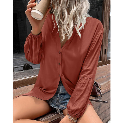 Color-Autumn Winter Casual Loose Single Breasted Shirt Women-Fancey Boutique