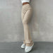 Color-Women Clothing Autumn High Waist Slim-Fit All-Matching Slightly Flared Casual Trousers-Fancey Boutique