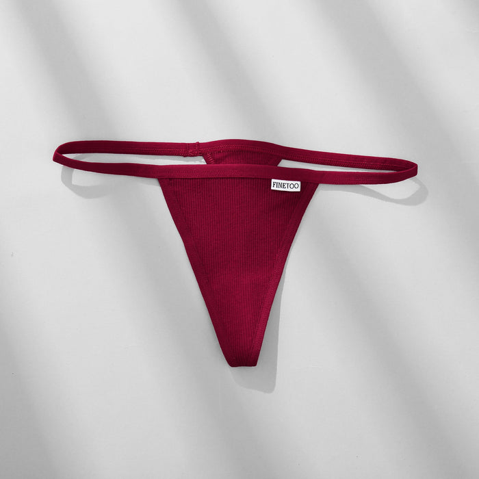 Color-Jujube Red-Women T-Back Low Waist Seamless Sexy Threaded Cotton Underwear Women Briefs-Fancey Boutique