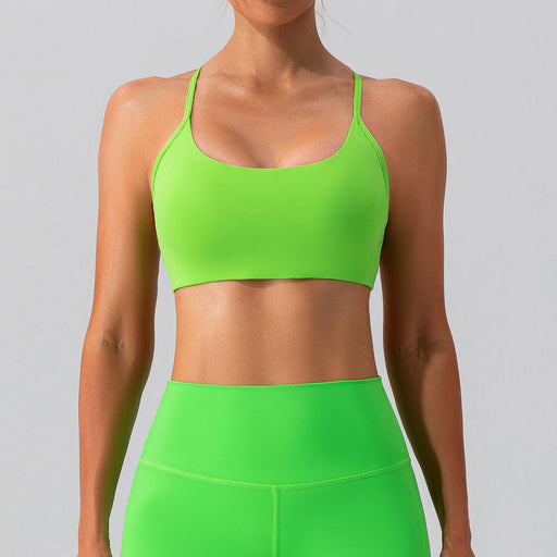 Color-Apple Green-Summer Nude Feel Yoga Bra Quick Drying Beauty Back Exercise Underwear Training Running Fitness Yoga Wear Vest Women-Fancey Boutique