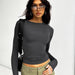 Color-Gray-Women Clothing Spring Solid Color round Neck Long Sleeve Basic Top-Fancey Boutique