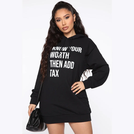 Color-Black-Letter Graphic Print Hoodie Women Single Cotton Fresh Sweet Casual Street-Fancey Boutique