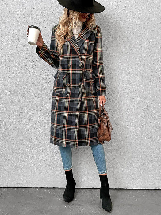 Color-Fall Winter Casual Women Clothing Trendy Single Breasted Plaid Wool Coat-Fancey Boutique