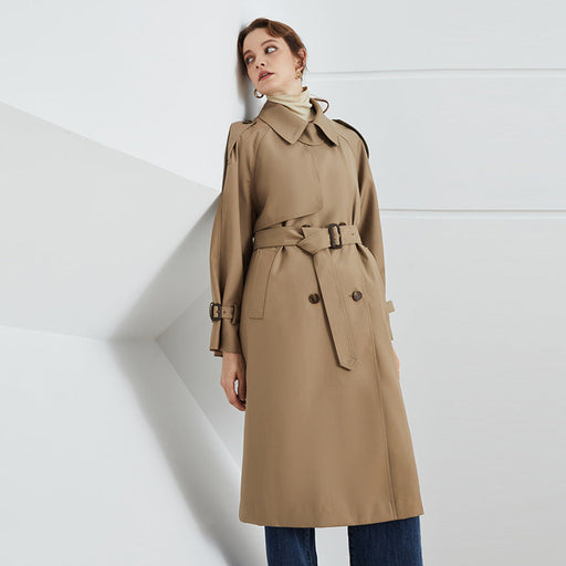 Color-Element Autumn Winter British Double Breasted Loose Drooping Extended Trench Coat for Women-Fancey Boutique