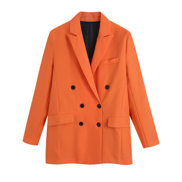 Color-Orange Suit-Women Clothing Unisex Blazer Culottes Suit-Fancey Boutique