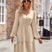 Color-Women Wear Autumn Winter V neck Slim Waist Solid Color Buttons Decorative Dress-Fancey Boutique