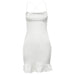 Color-White-Summer Women Clothing Halter Lace up Backless Ruffled Hem Slim Dress for Women-Fancey Boutique