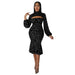 Color-Black-Women Clothing Autumn Lantern Sleeve Flounced Set Leopard Print Two Piece Set-Fancey Boutique