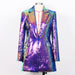 Color-Spring Autumn Cool Color Heavy Embroidery Sequ Women Blazer Collar One Button Coat-Fancey Boutique