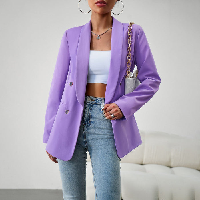 Color-Purple-Women Clothing Autumn Winter Office Blazer-Fancey Boutique