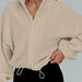 Color-Khaki-Women Clothing Polar Fleece Sports Jacket Velvet Stand Collar Zipper Jacket-Fancey Boutique