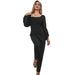 Color-Autumn Winter Stitching Slim Women Clothing Long Sleeve Black Jumpsuit-Fancey Boutique