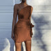 Color-Summer Sexy Diagonal Collar Cami Dress Hollow Out Cutout Sheath Slim Fit Irregular Asymmetric Dress-Fancey Boutique
