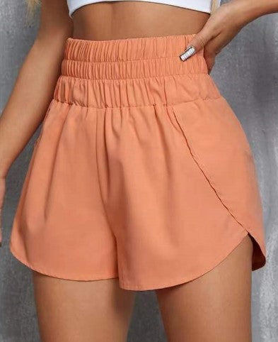 Color-Orange-Spring Summer Ladies High Waist Elastic Loose Sports Casual Women Shorts-Fancey Boutique