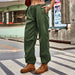 Color-Street Loose Lace-up Drawstring Elastic Waist Overalls Ankle Tied Trousers Casual Pants Casual-Fancey Boutique