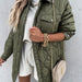 Color-Green-Autumn Winter Plaid Casual Trend Collared Single Breasted Cotton-Padded Coat-Fancey Boutique