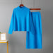 Color-Blue-Women Clothing Autumn Casual Loose Long Skirt Two Piece Suit Sweater-Fancey Boutique