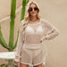 Color-Women's Clothing Hollow Out Sweater Summer Shorts Casual Suit Loose Thin Two Piece Suit-Fancey Boutique