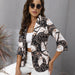 Color-Fall Blazer Women Clothing Printing Collared 3/4 Sleeve Coat-Fancey Boutique